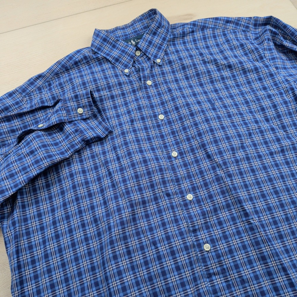 Polo Ralph Lauren Blake Shirt Mens XL Blue Plaid Button Down L/S Relaxed Fit
